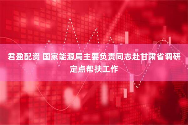 君盈配资 国家能源局主要负责同志赴甘肃省调研定点帮扶工作